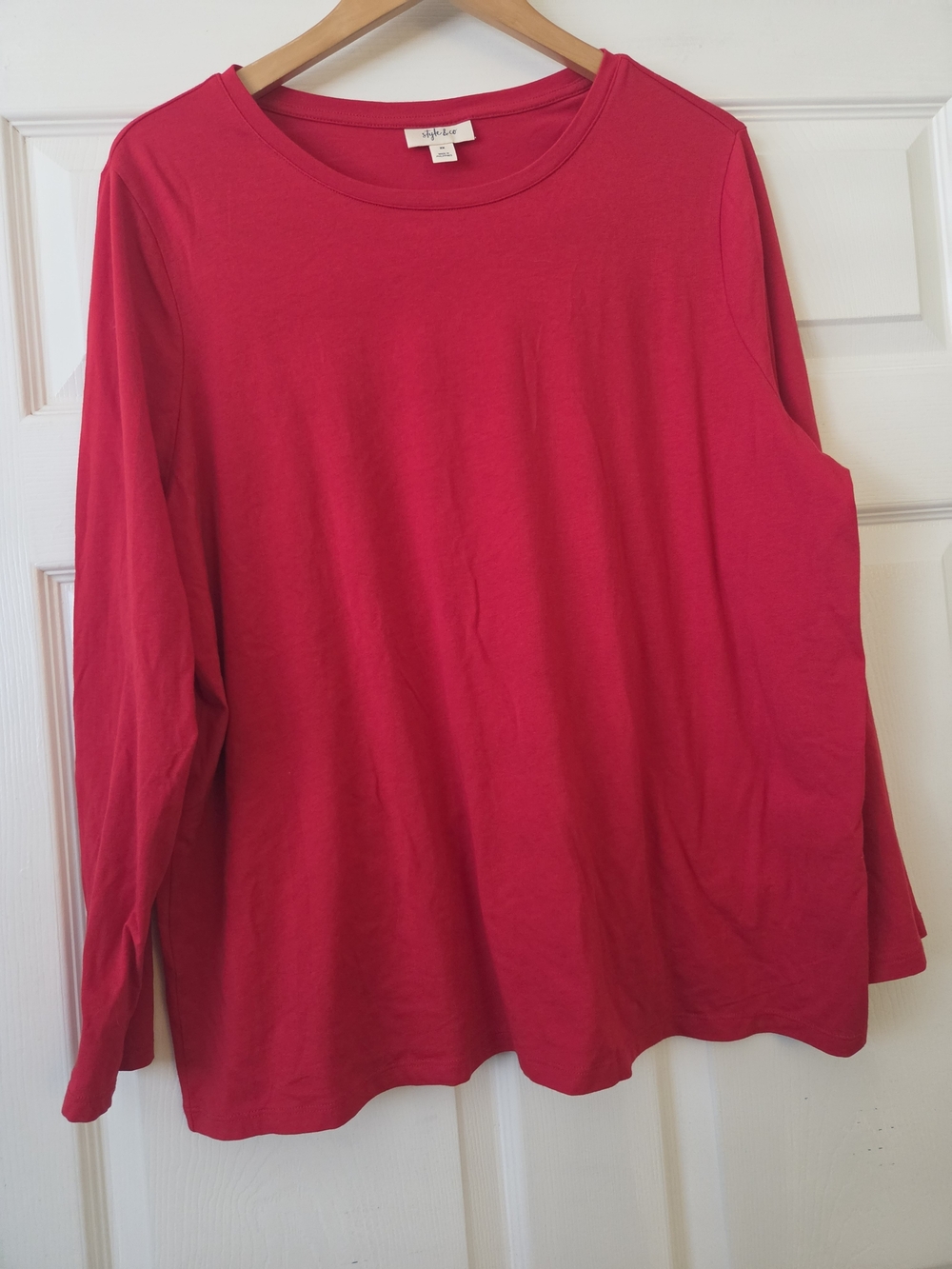 Style&Co Red Long Sleeve Crewneck Top